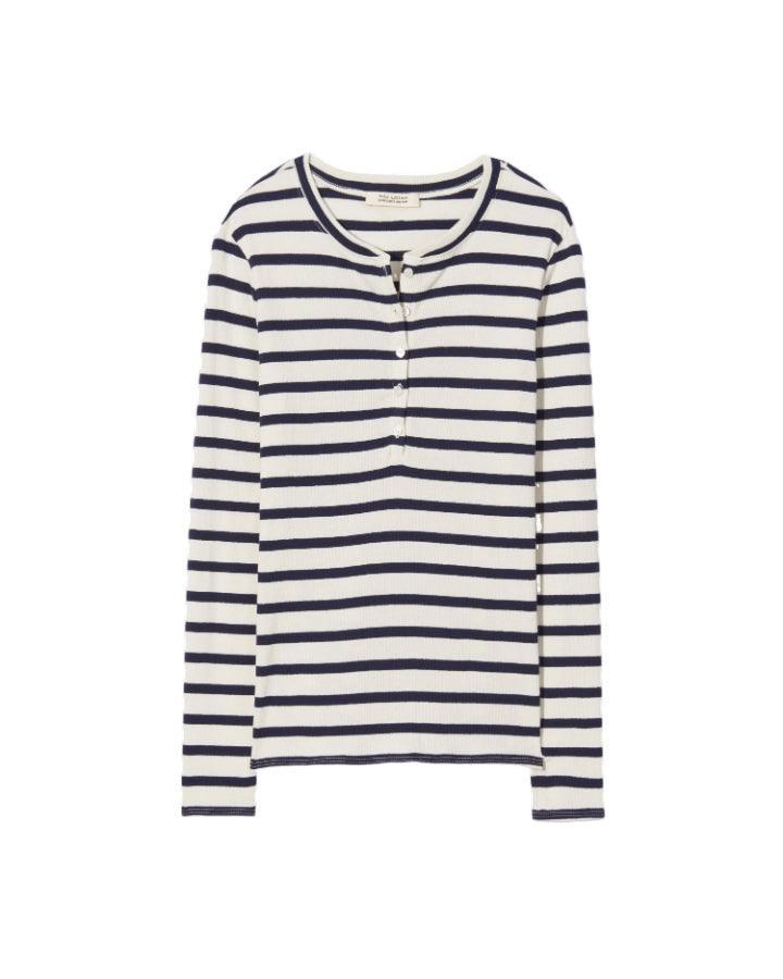 Nili Lotan Jordan Henley Striped Tee