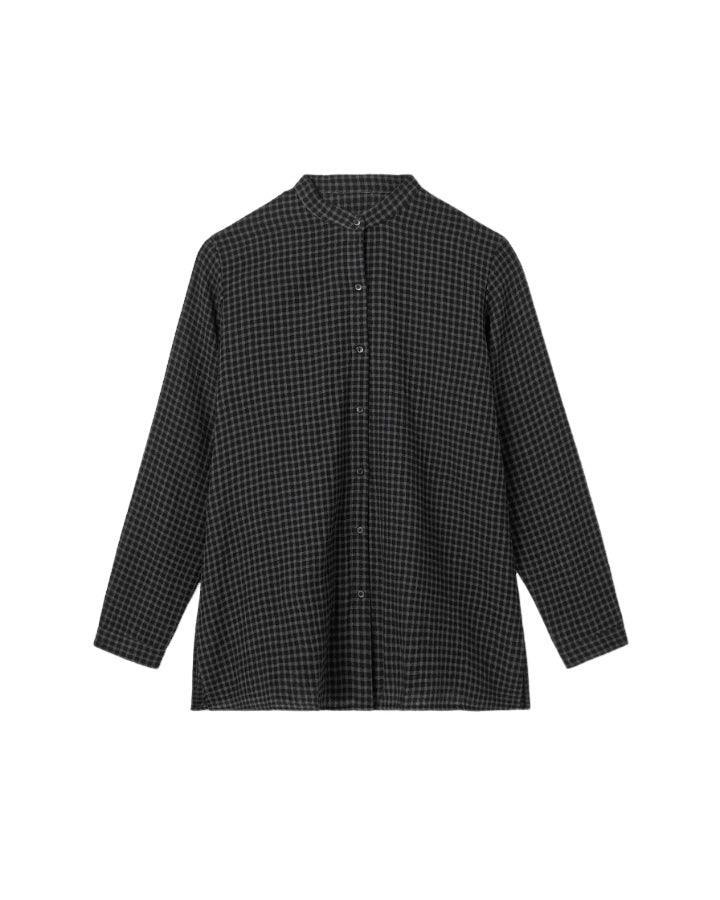 Eileen Fisher Check Print Mandarin Collar Shirt – BLU'S