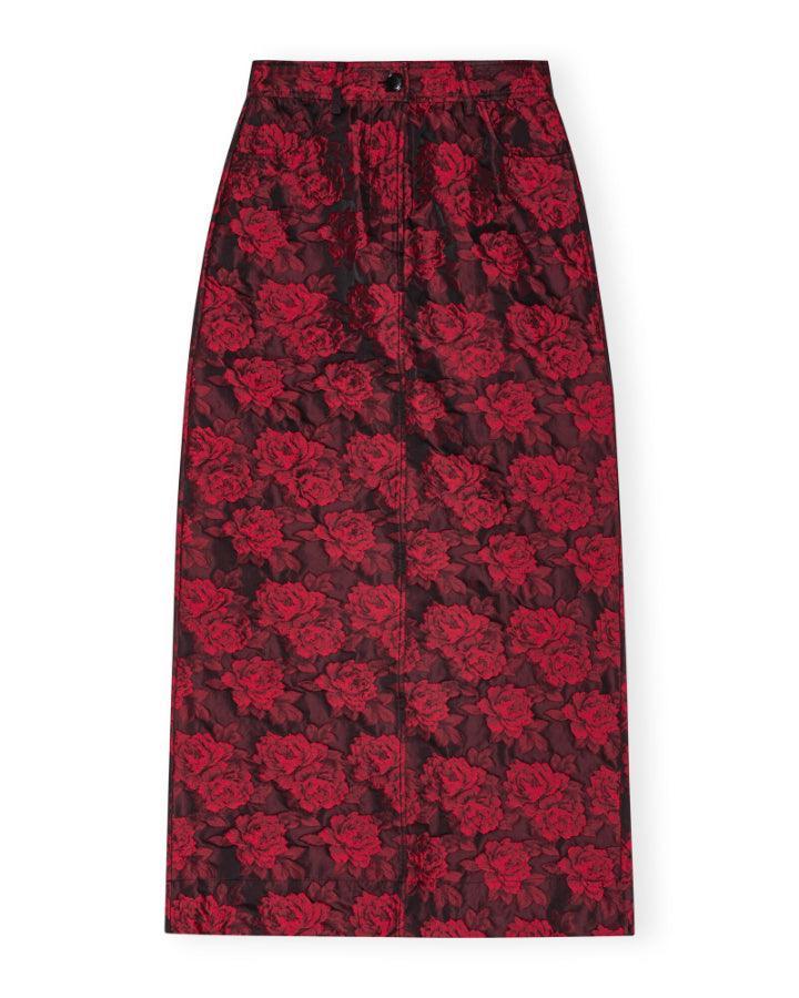 Ganni long floral skirt best sale