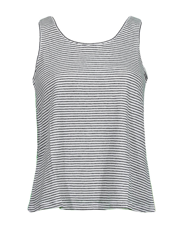 Eileen Fisher Striped Organic Linen Jersey Scoop Neck Tank