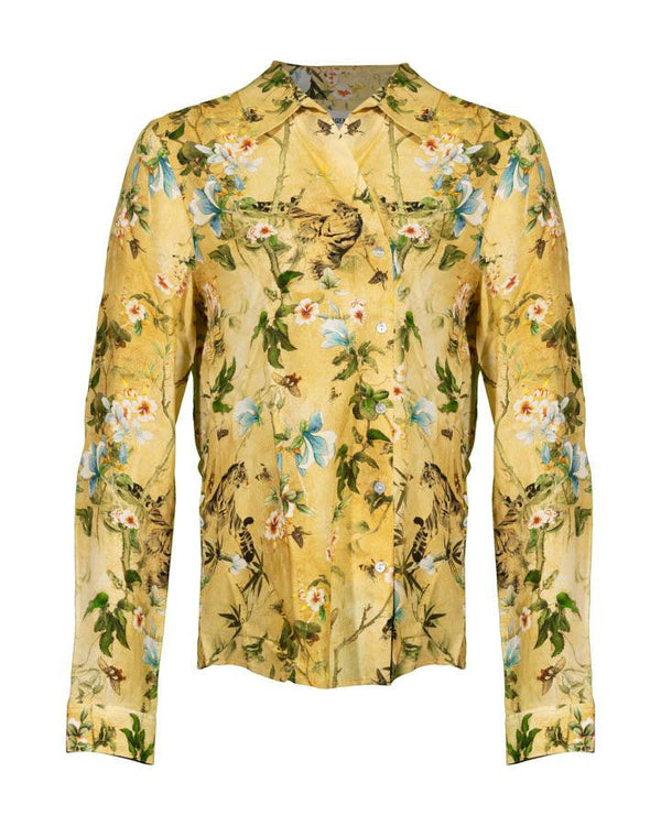 L'Agence Holly Gold Watercolor Tiger Blouse