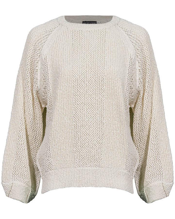 Repeat Cotton Textured Crew Neck Pullover