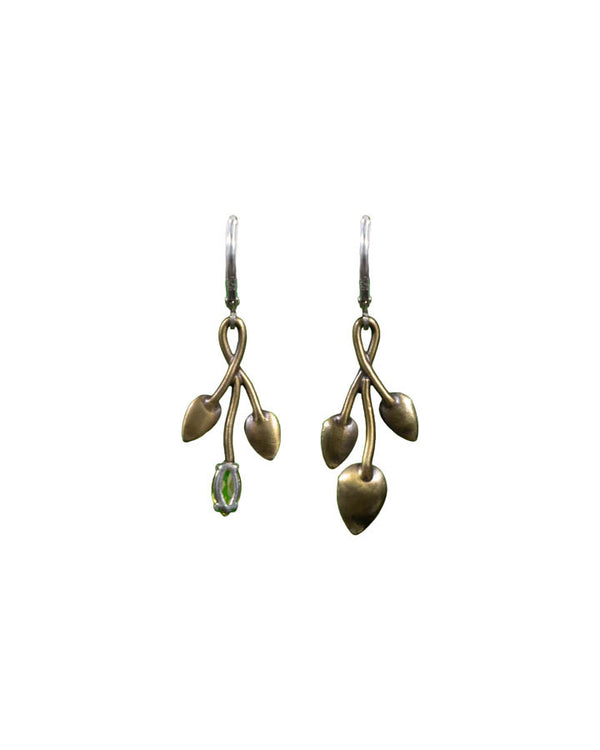 Karyn Chopik Bronze Mismatch Leaf Drop Earrings