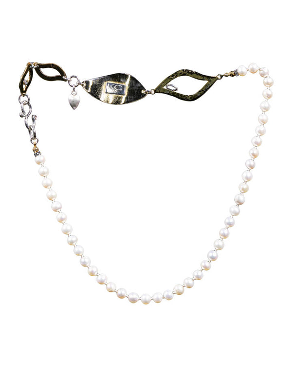 Karyn Chopik Pearl Multi Medal Necklace