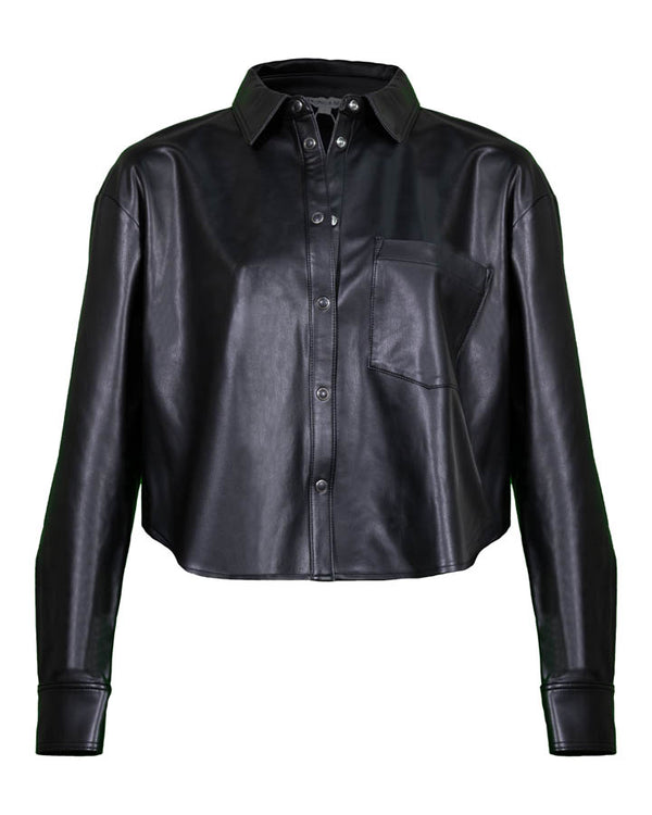 Veronica Beard Aderes Faux Leather Shirt