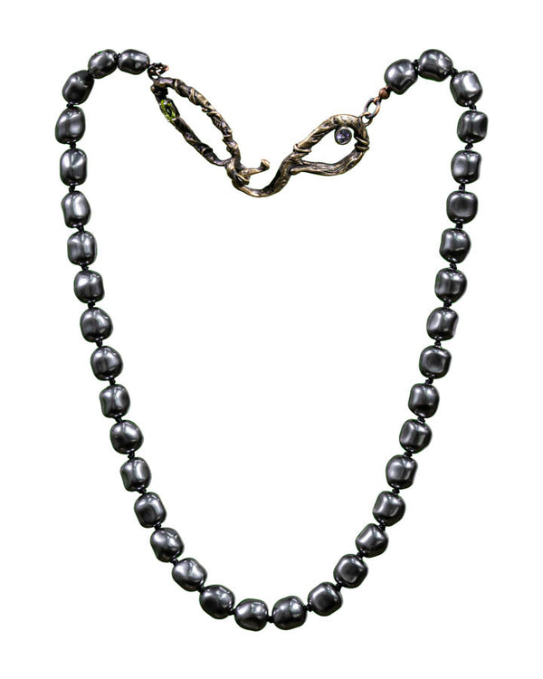 Karyn Chopik Grey Pearl Gem Necklace