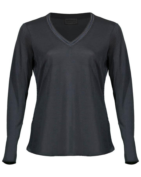 Purotatto V-Neck Cashmere Jersey Top