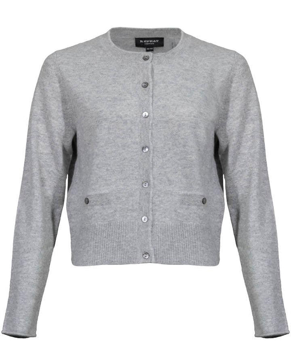 Repeat Cashmere Silver Grey Cardigan