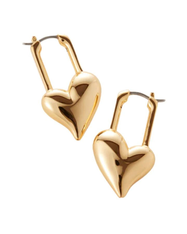 Jenny Bird Padlock Heart Gold Earrings