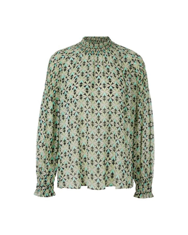 Marc Cain Malachite Print Smocked Blouse