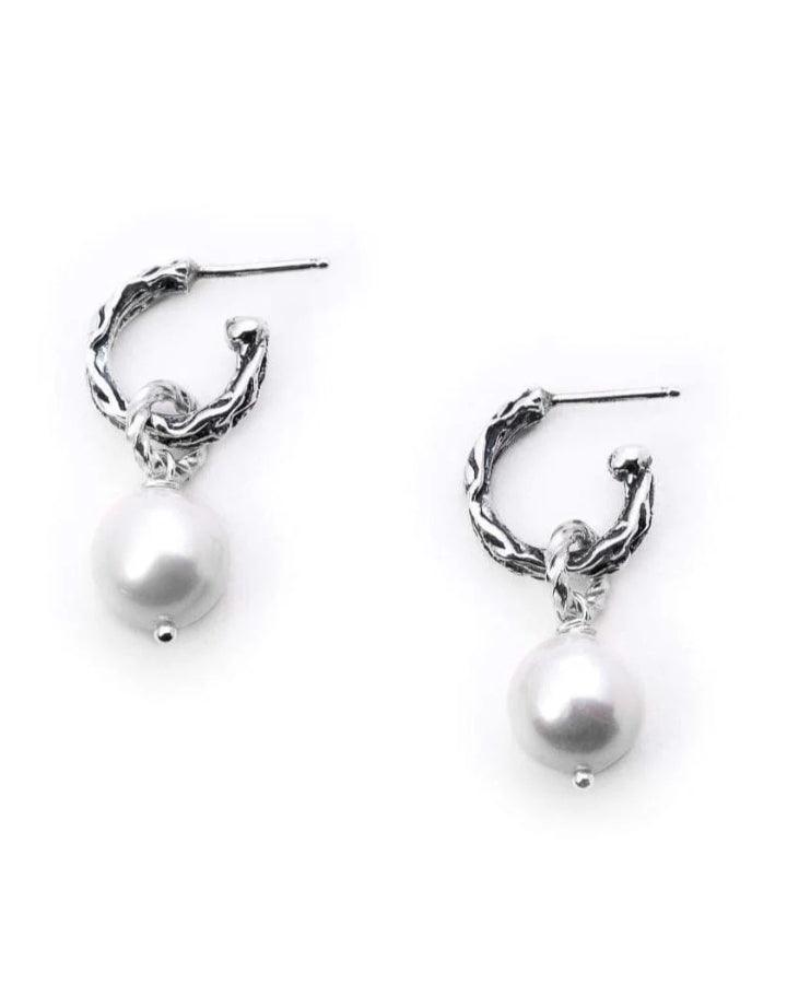 Bloodline Design Eternal Vine Hoop Pearl Earrings