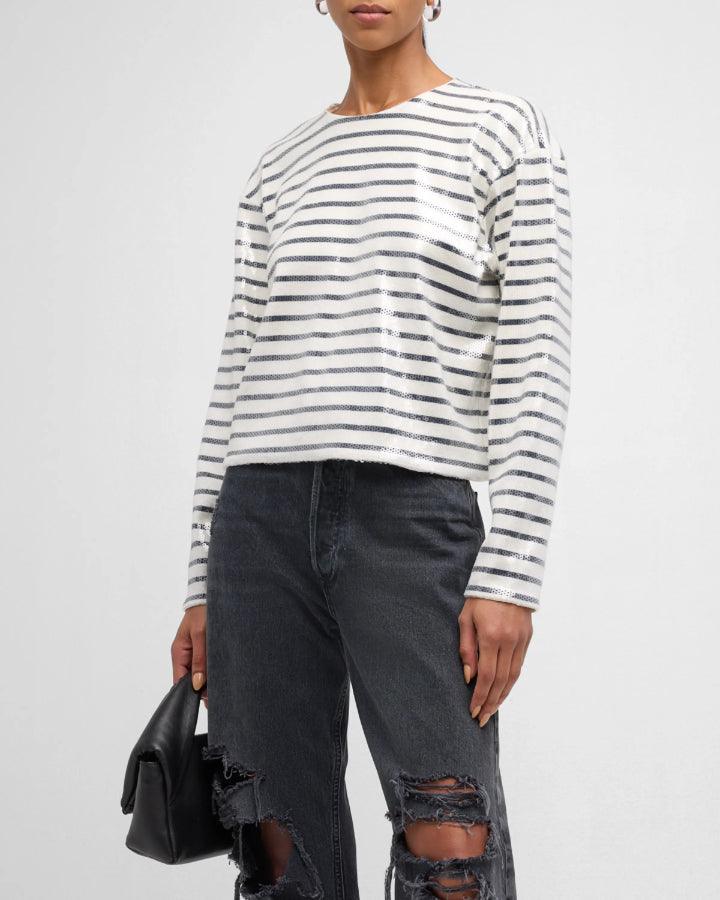 Frame Striped Sequin Top