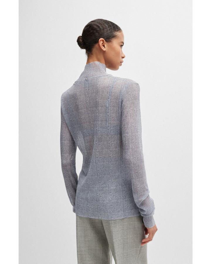 Hugo Boss Emata Plaid Tulle Turtleneck