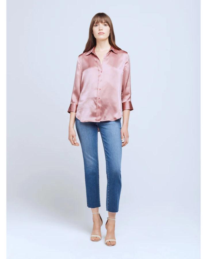 L'Agence Dani 3/4 Sleeve Silk Blouse