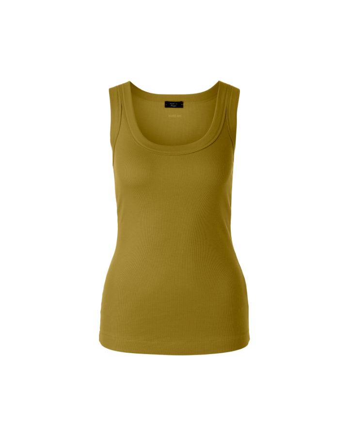 Helios Molded Cup Ribbed Contrast U-Neck Tank Top