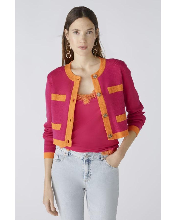 Oui Contrast Trim Cardigan