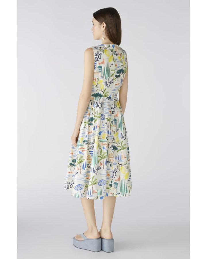 Oui Fit and Flare Motif Pring Dress