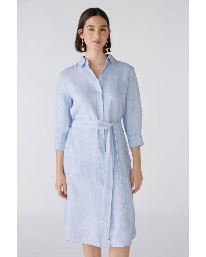 Oui Linen Button Front Shirt Dress