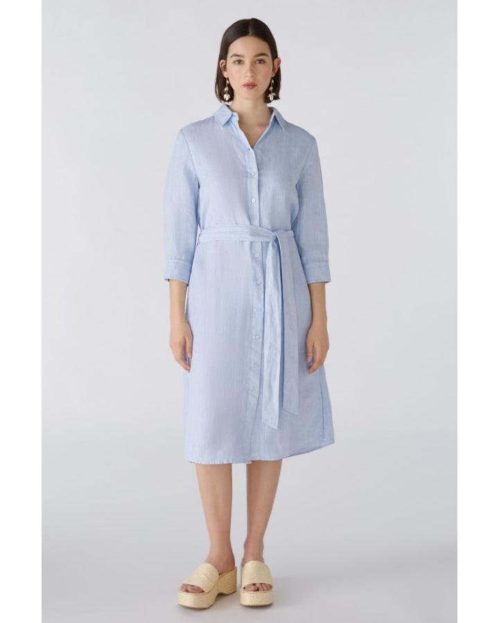 Oui Linen Button Front Shirt Dress