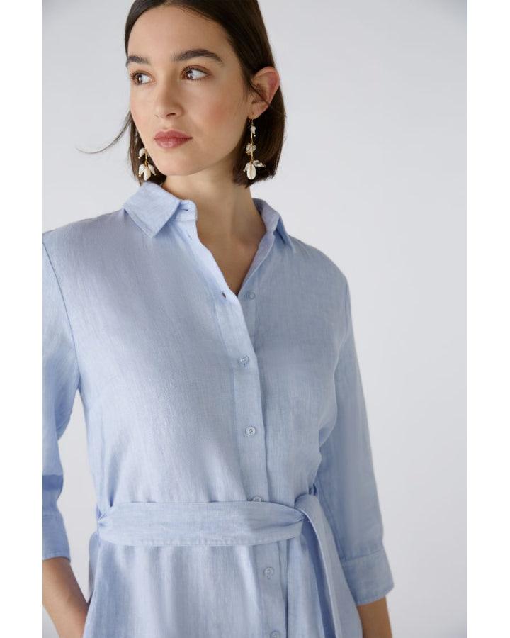 Oui Linen Button Front Shirt Dress