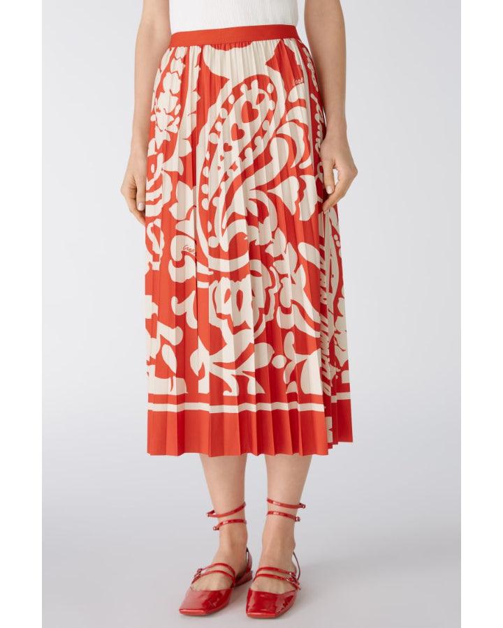 Oui Paisley Print Pleated Skirt