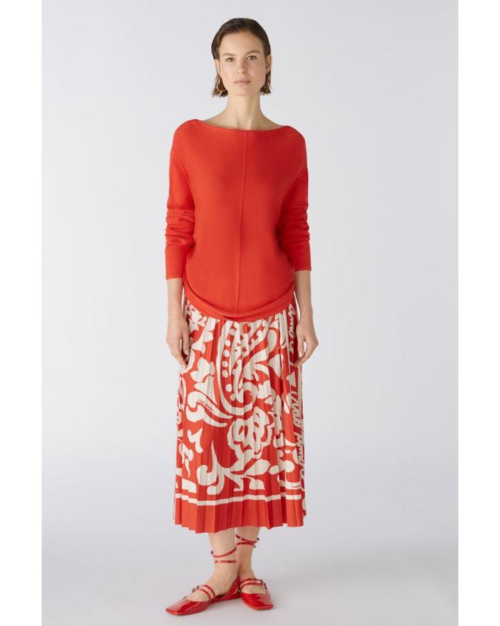 Oui Paisley Print Pleated Skirt