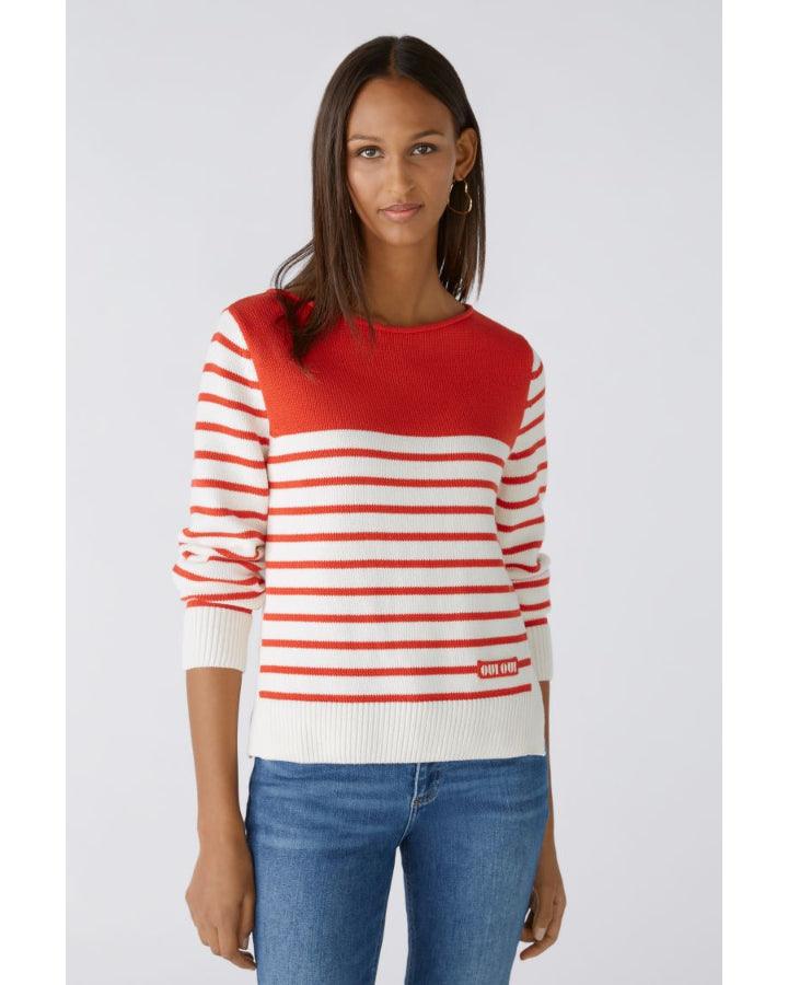 Oui Stripe Color Block Detail Pullover