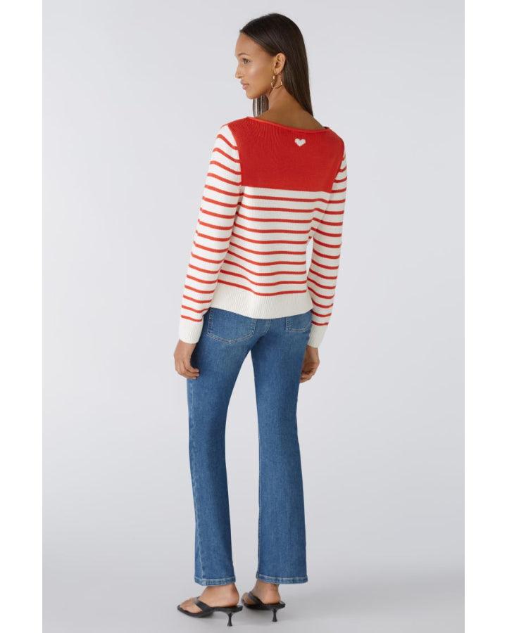 Oui Stripe Color Block Detail Pullover