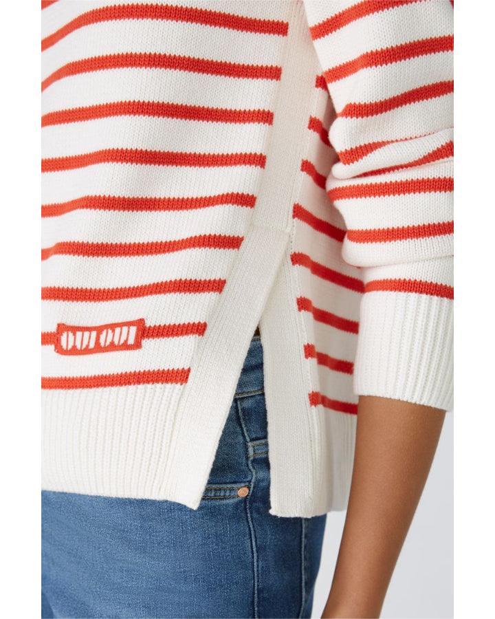 Oui Stripe Color Block Detail Pullover