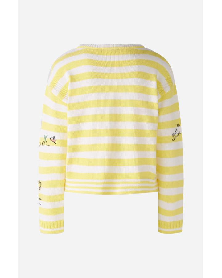 Oui Stripe Embroidered Sweater