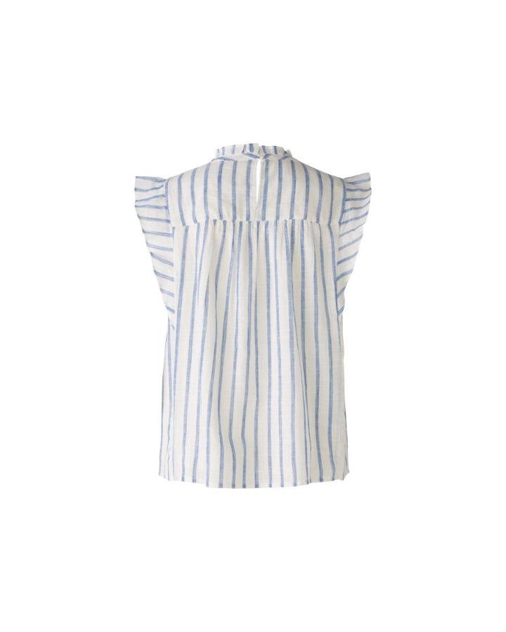 Oui Stripe Ruffle Cap Sleeve Top