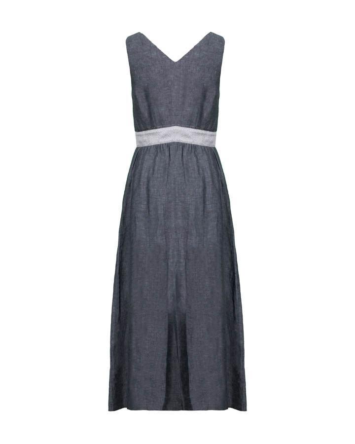 Purotatto Linen Sleeveless Dress With Sparkle Waistband