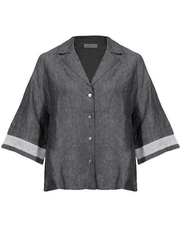 Purotatto Linen Sparkle Sleeve Shirt