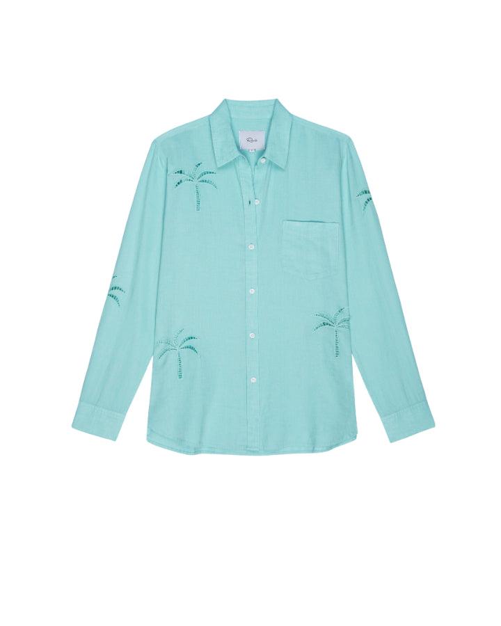 Rails Charli Aqua Palm Tree Eyelet Shirt