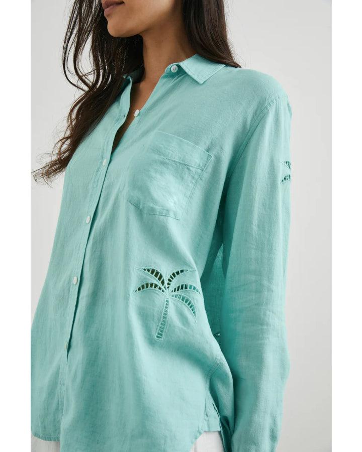 Rails Charli Aqua Palm Tree Eyelet Shirt