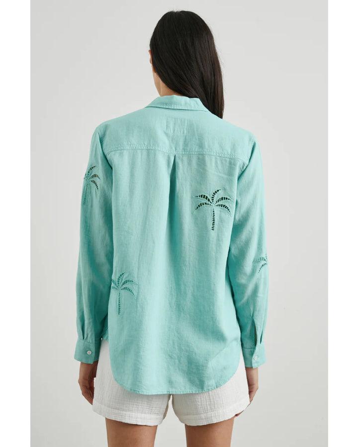 Rails Charli Aqua Palm Tree Eyelet Shirt