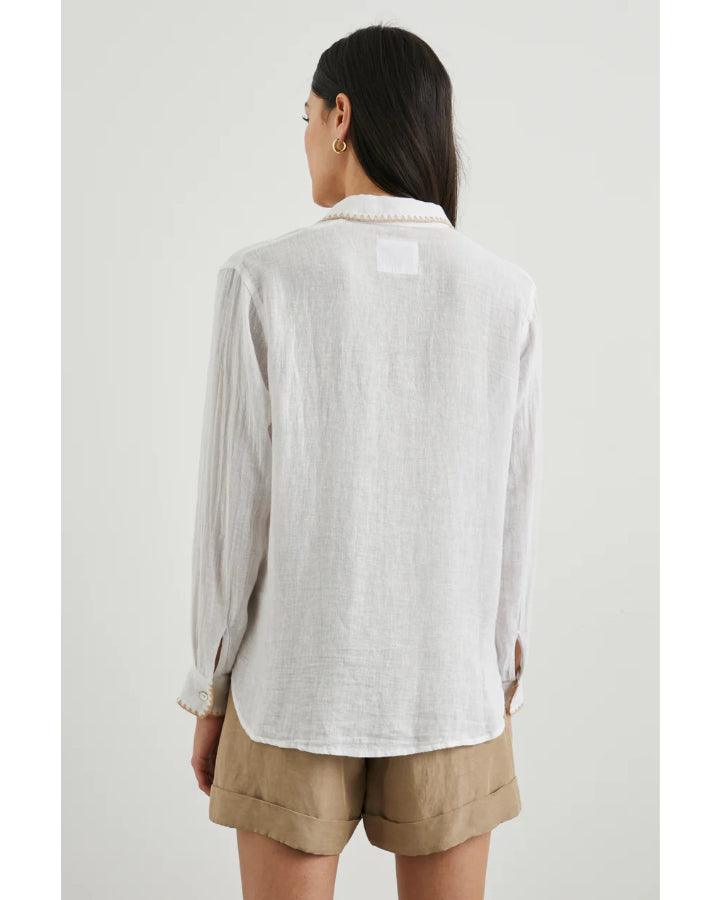 Rails Charli White Blanket Stitch Trim Shirt