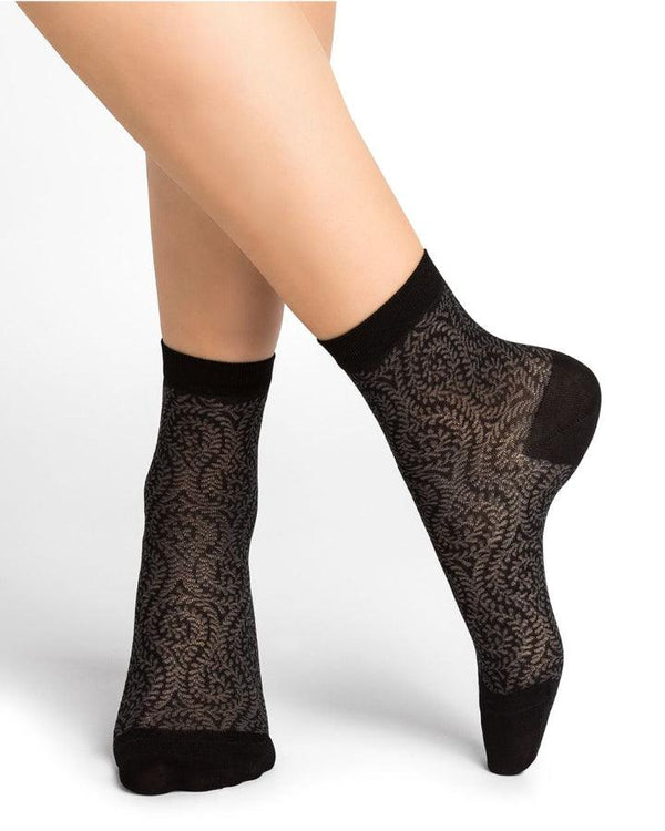 Bleu Foret - Silk Lace Pattern Socks