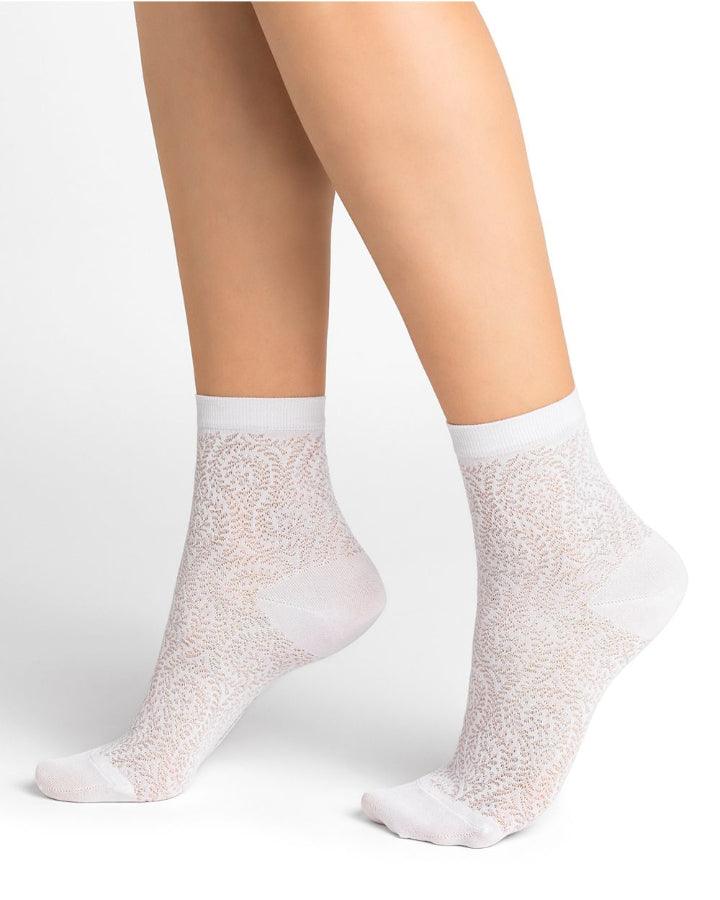 Bleu Foret - Silk Lace Pattern Socks