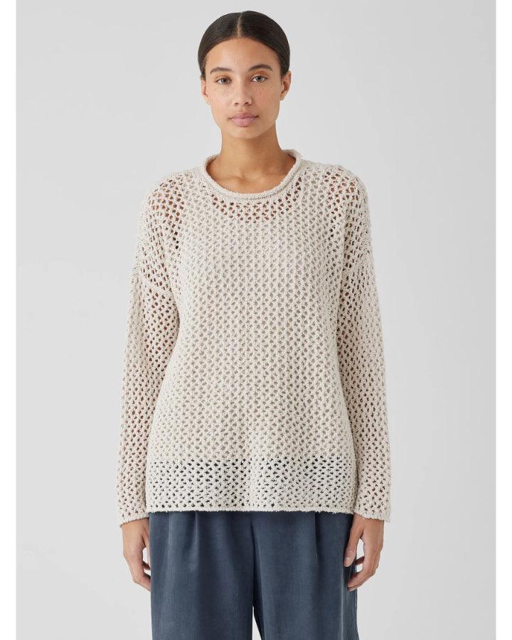 Eileen Fisher - Cotton Crochet Knit Mesh Pullover