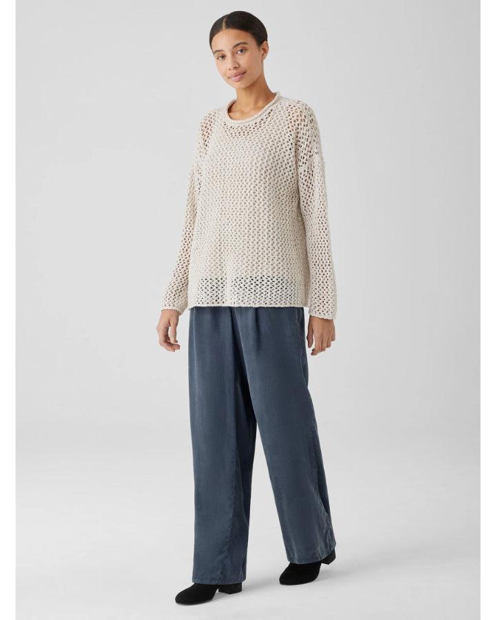 Eileen Fisher - Cotton Crochet Knit Mesh Pullover