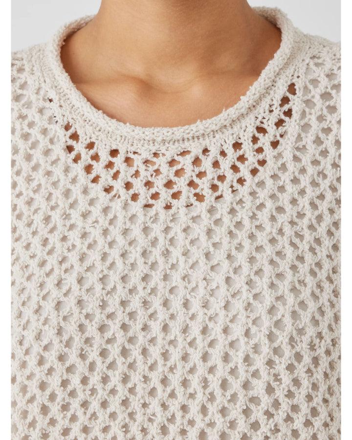 Eileen Fisher - Cotton Crochet Knit Mesh Pullover