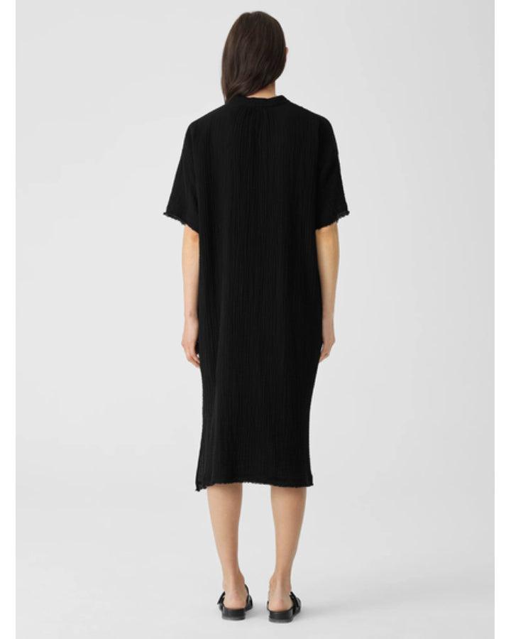 Eileen Fisher - Cotton Gauze Mandarin Collar Dress