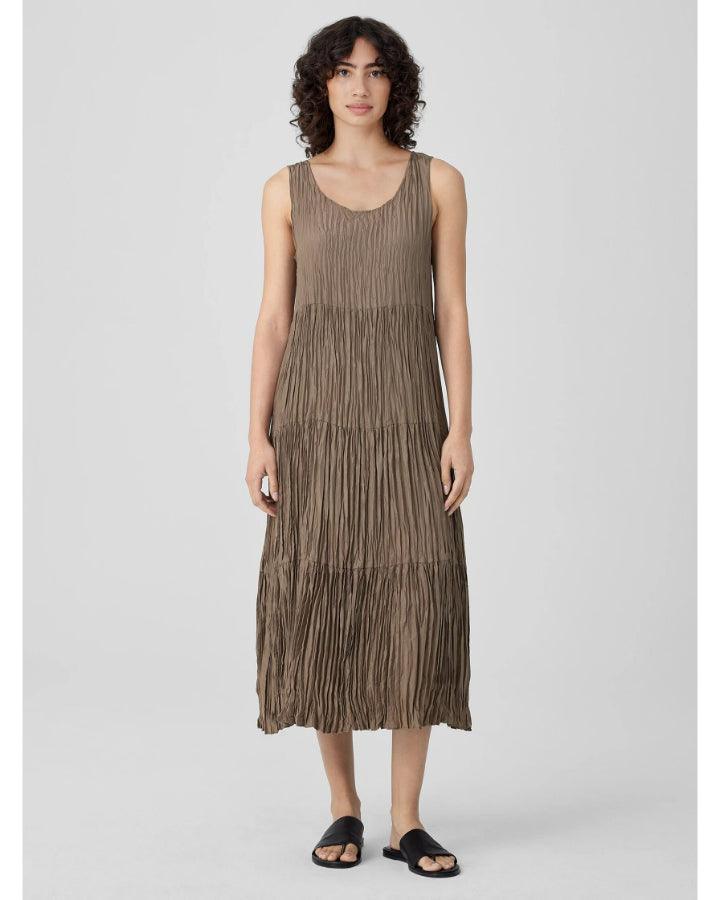 Eileen Fisher - Crushed Silk Tiered Dress