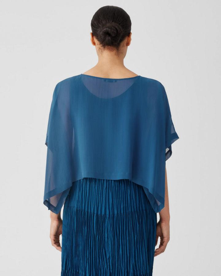 Eileen Fisher - Sheer Silk Georgette Cropped Poncho