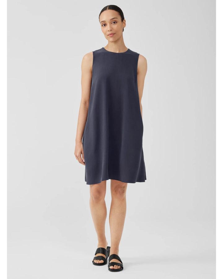 Eileen Fisher - Silk Georgette Crepe Sleeveless Dress