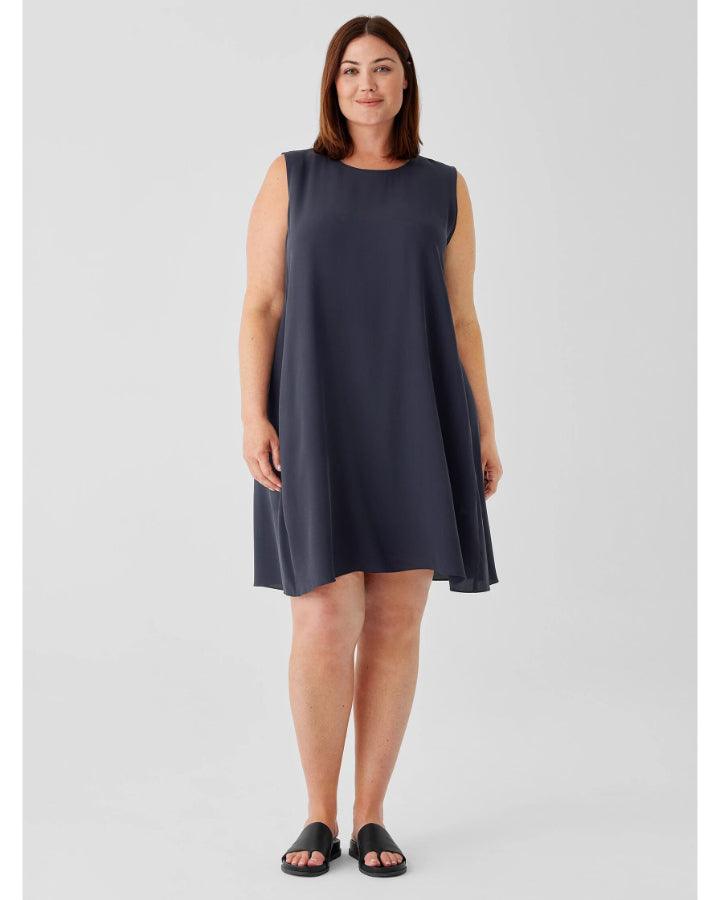 Eileen Fisher - Silk Georgette Crepe Sleeveless Dress