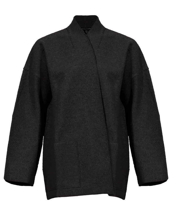 Eileen Fisher - Wool High Collar Jacket Black