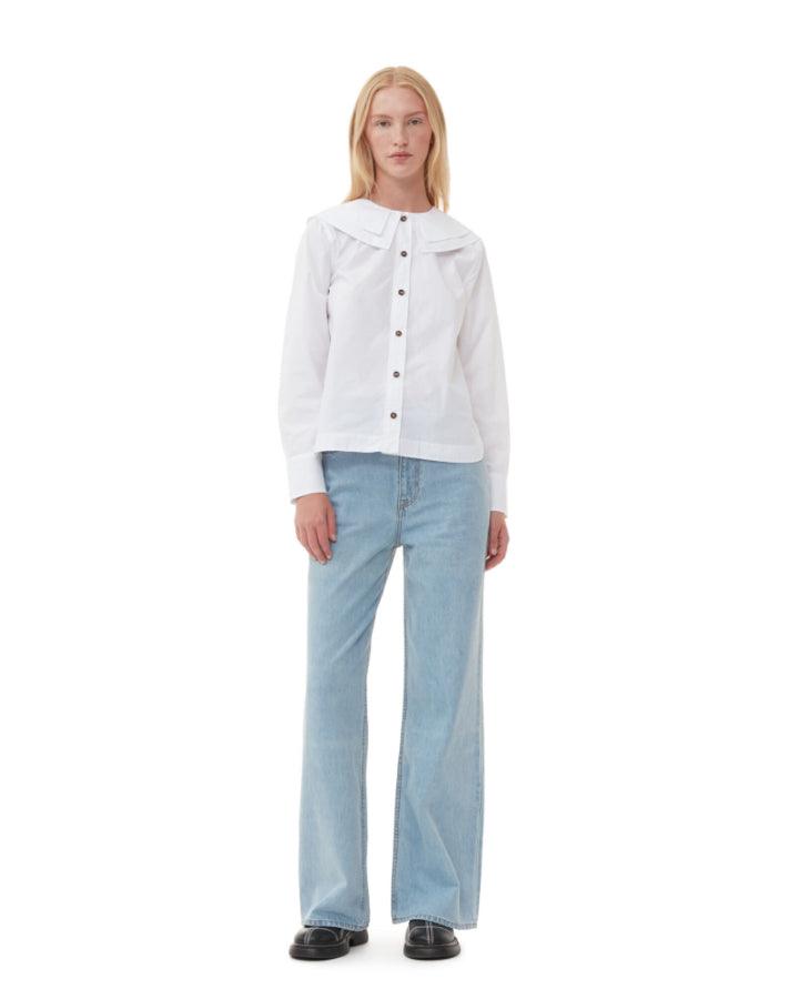 Ganni - Cotton Poplin Double Collar Shirt