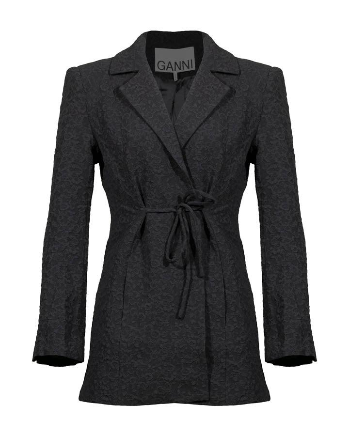 Ganni - Ganni Textured Suiting Tie String Blazer